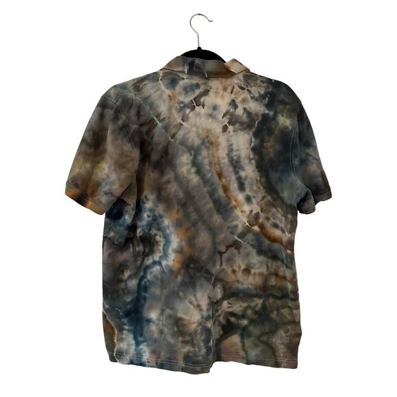 Tie Dye Polo Shirt | Men’s Shirt | Dark Toned Geode Ice Dye | Upcycled Fashion - Picture 2 of 2
